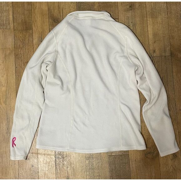 The North Face Women’s L-XL White Fleece Quarter Zip Pullover Pink Ribbon - Picture 3 of 15